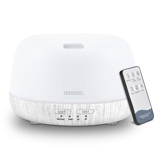 300ML Essential Oil Diffuser with 7-Color LED Lights and Remote Control, Modern Minimalist Design, High-Efficiency Ultrasonic Mist Aromatherapy Diffuser for Home