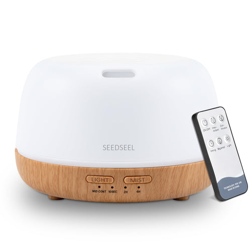 300ML Essential Oil Diffuser with 7-Color LED Lights and Remote Control, Modern Minimalist Design, High-Efficiency Ultrasonic Mist Aromatherapy Diffuser for Home