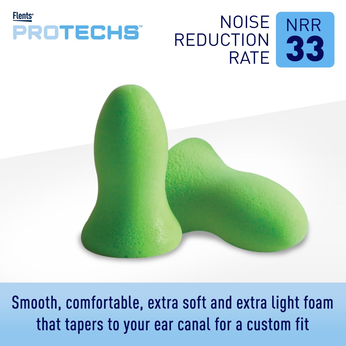 Flents Protechs Quiet Contour Foam Ear Plugs, NRR 33, 10 Pair, Green