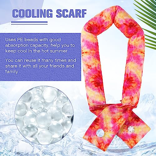 Hanaive 6 Pcs Cooling Neck Wraps with Button Tie Dye Neck Cooler for Hot Weather Ice Cooling Bandana Scarf for Summer Men Women (Tie Dye-2)