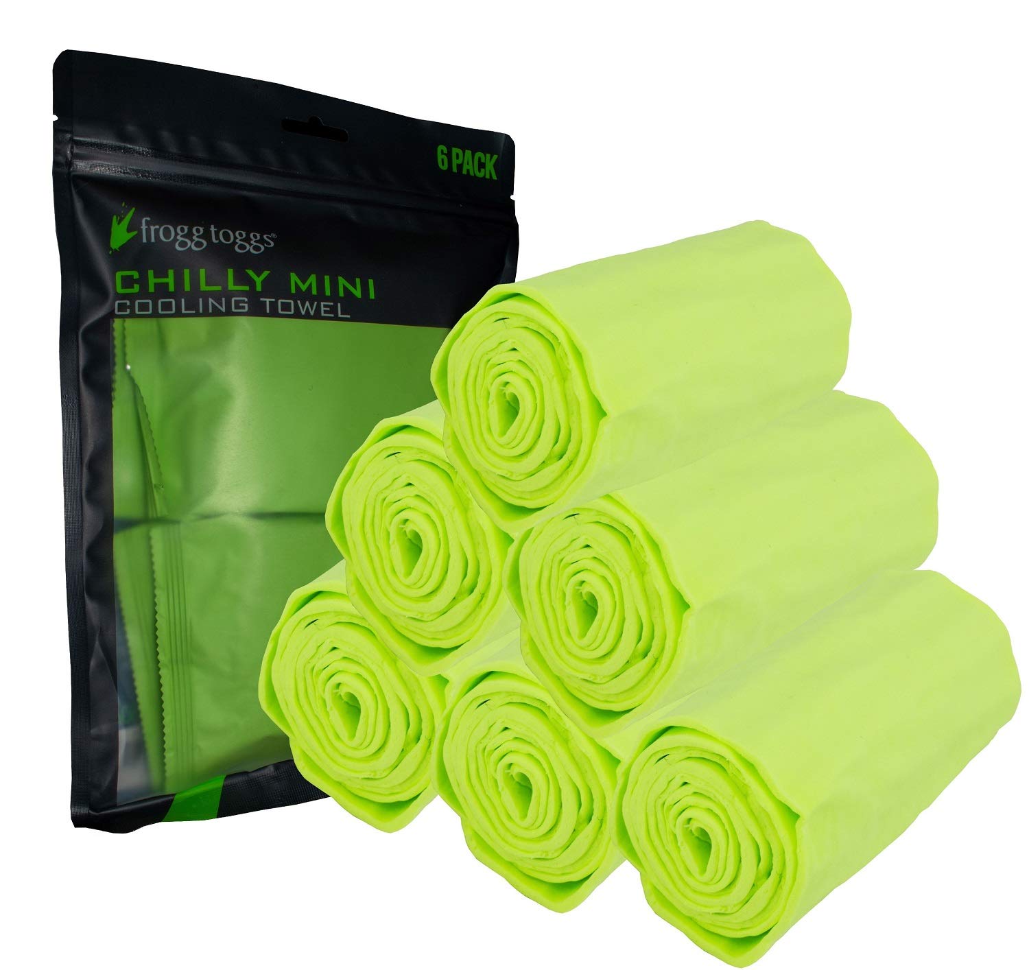 FROGG TOGGS Chilly Mini Cooling Neck Towel, 6 Pack | Evaporative technology continues cooling for hours, reusable design, machine washable