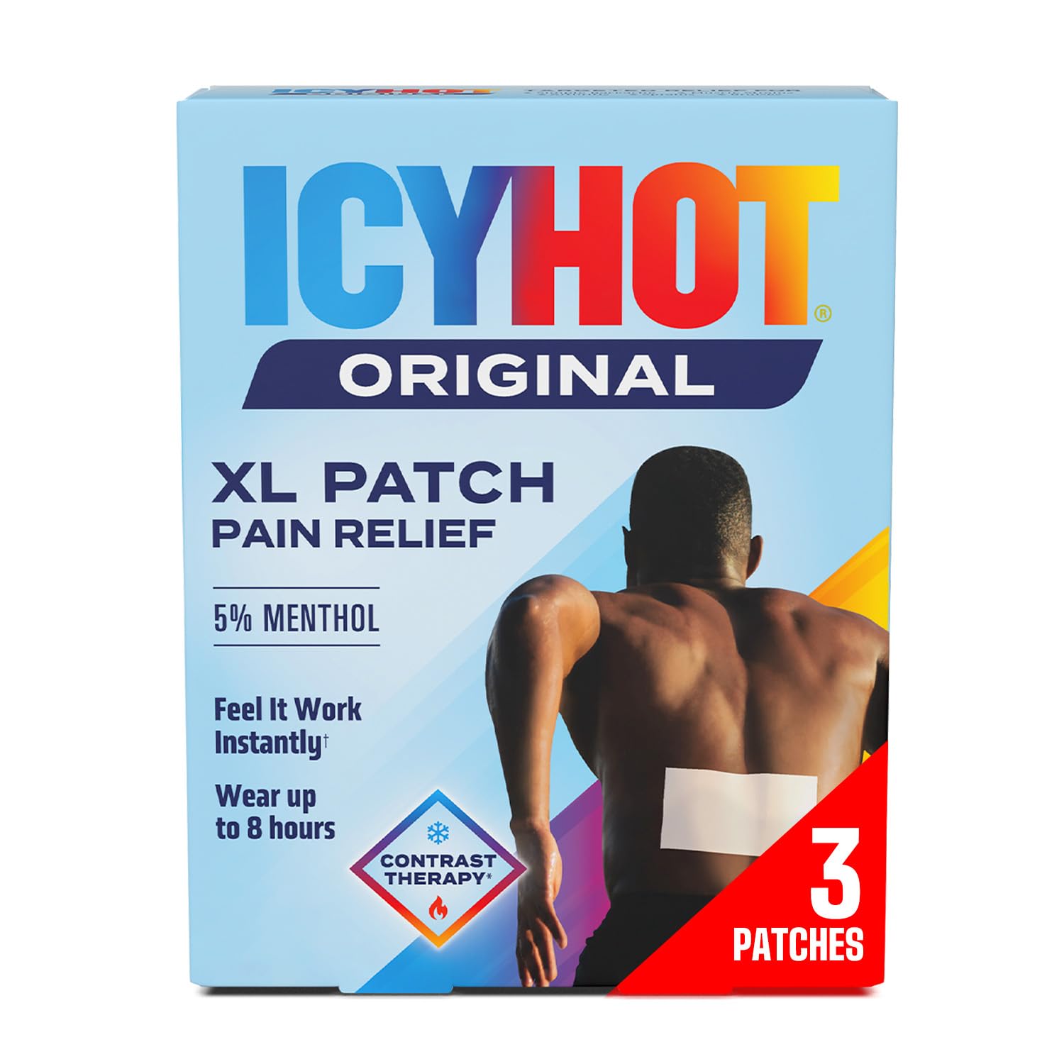 Icy Hot Orginal XL Pain Relief Patches, Powerful Targeted Relief for Back & Large Areas, 3 Count (Pack of 3)
