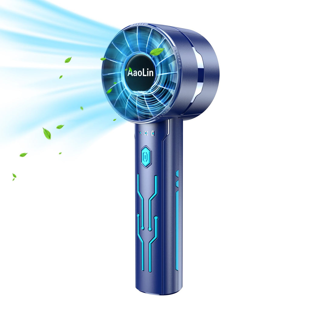 AaoLin 2pcs Portable Handheld Turbo Fan with 7000rpm High-Speed Motor USB Rechargeable Cooling Personal Fan 4-Speed, 4-16H Runtime, with Lanyard for Outdoor Travel, Women, Kids, Summer Gift