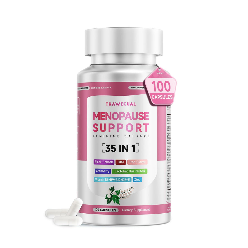 Menopause Supplements For Women, 400mg Black Cohosh 200mg DIM, 100 Capsules | 35-in-1 with Dong Quai, Ashwagandha, Red clover & Probiotics, Hormone Balance, Hot Flashes, Night Sweats & Menopause Support