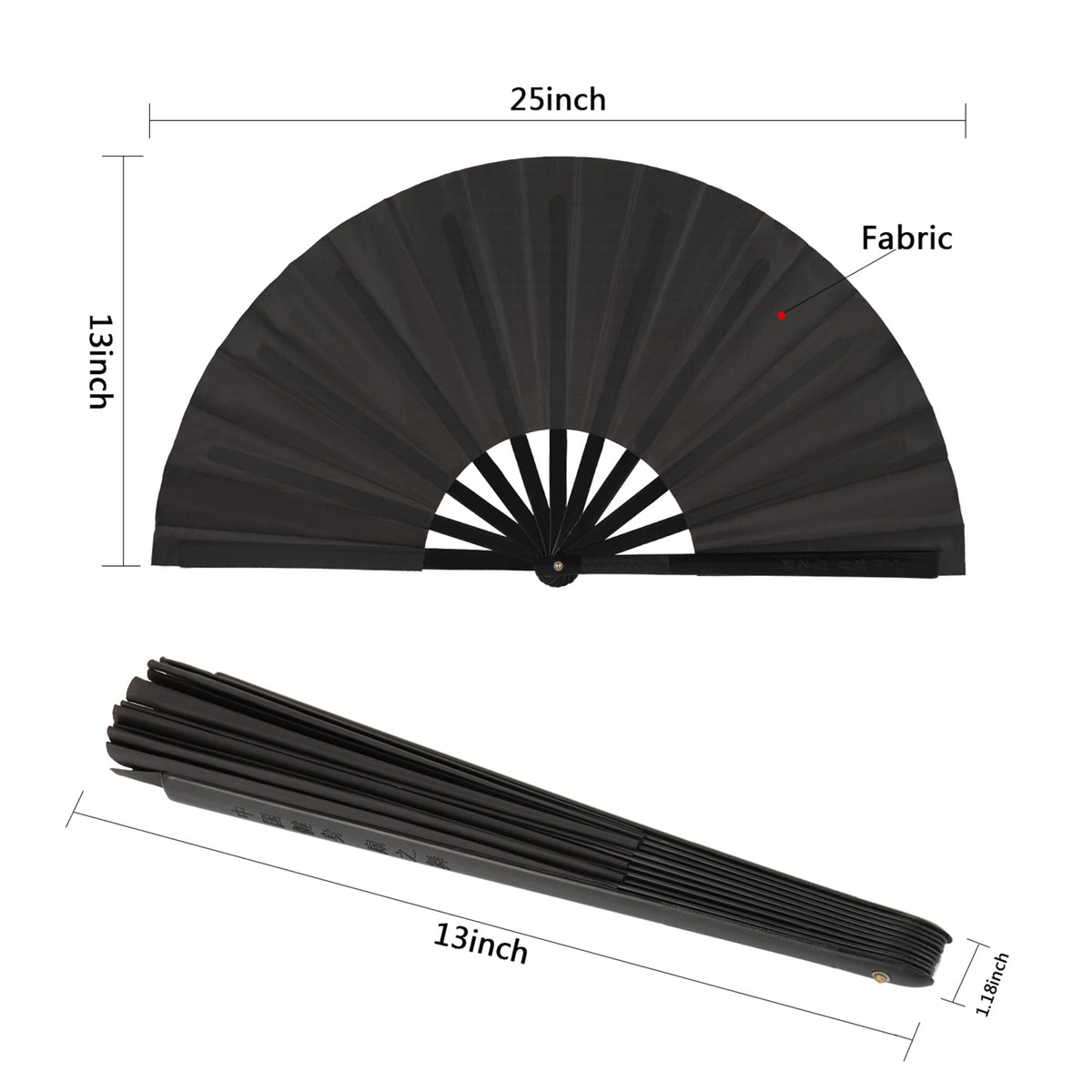Maitys 2 Pack Foldable Fans for Rave Dancing,Black,Simple Pattern