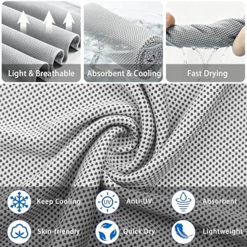 4 Pack Cooling Towel (40"x12"), Ice Cool for Neck, Soft Breathable Chilly Towel, Microfiber Towels for Yoga, Sport, Running, Workout, Gym, Camping, Fitness, Workout & More Activities