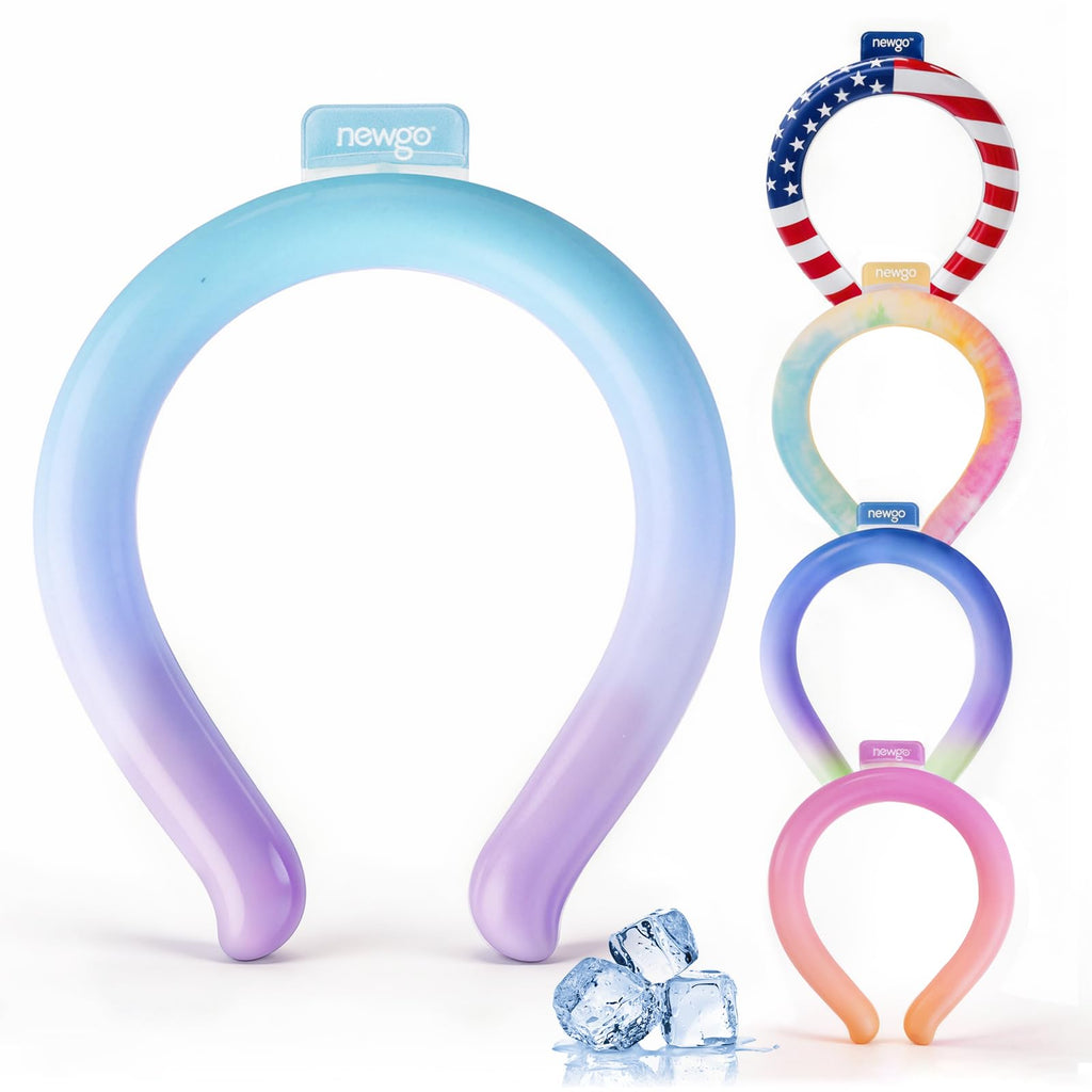 NEWGO Neck Cooling Tube, Neck Cooler for Summer, Blue Purple Mix,1 Pack | Hands-free Wearable Cooling, Reusable Ice Ring for Gardening, Menopause Hot Flashes, and Outdoor Sports