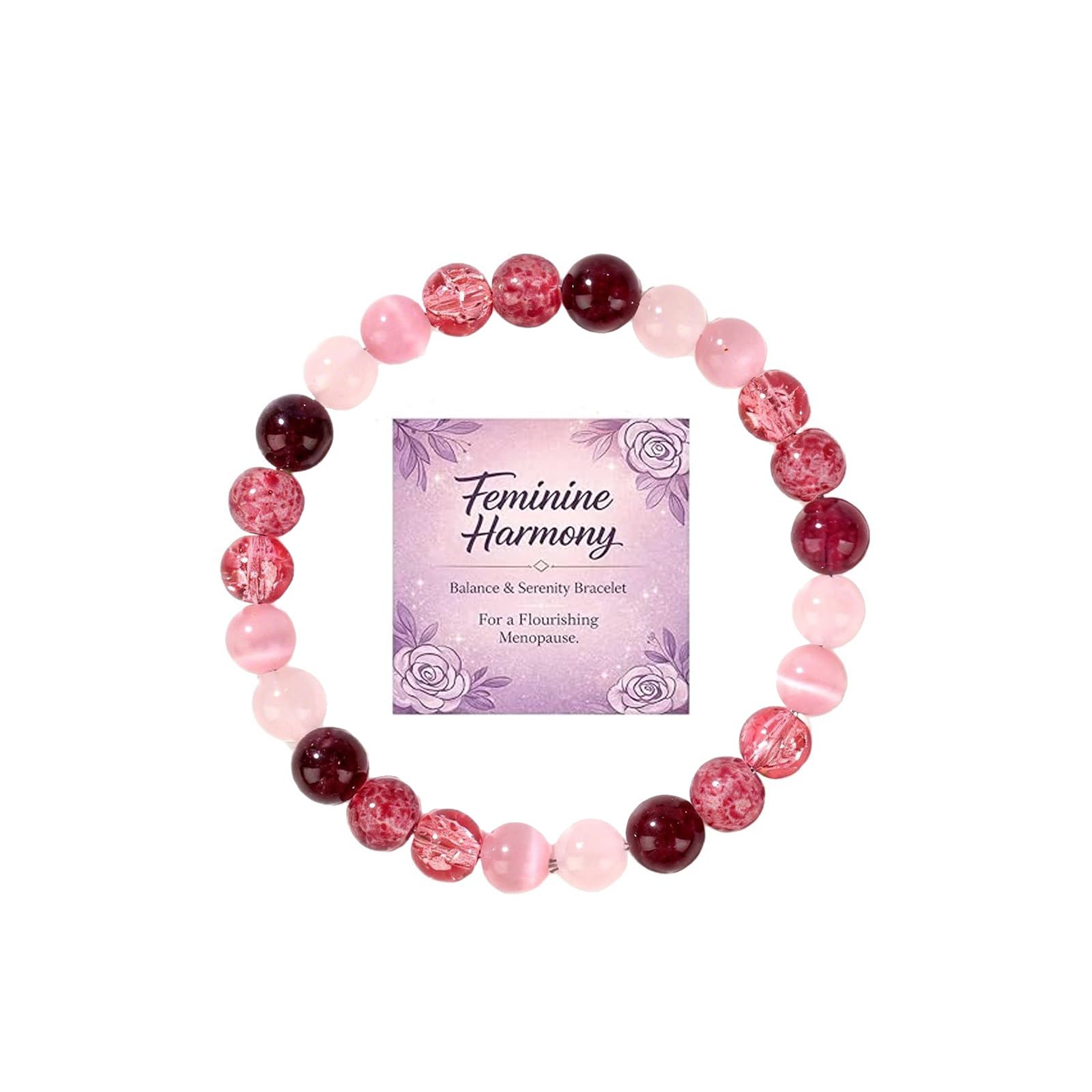 Menopause Bracelet for Women, Natural Amethyst Hot Flashes & Anxiety Relief Elastic Bracelet for Menopause's Support Calming Balance Jewelry Gift for Women