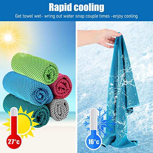 Maitys 200 Pcs Microfiber Cooling Towel, Ice Towel, 32"x12" Cool Cold Towel for Neck and Face Cooling Towels Breathable Soft Chilly Towel for Yoga Sport Gym Workout Camping, 10 Color
