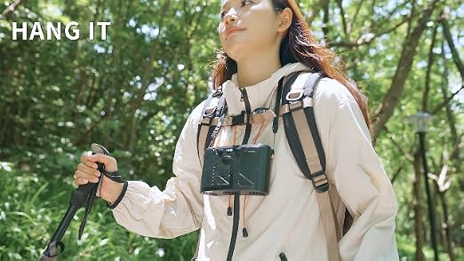 Portable Waist Fan, 16000RPM 3-Head Belt Clip Fan with 8000mAh Battery, 100 Speeds, 10m/s Strong Wind, Flashlight, Rechargeable Under Shirt Fan for Outdoor Jobsite Camping Travel Black