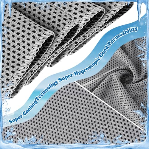Honoson 20pcs 20Pcs Cooling Hood Towel,Dark Gray, Light Gray, White, Black | 12x25Inch Hoodie Towel Bulk for Neck Face 40x12 Inch Quick Dry Sweat Towels Instant Ice Cold Towel for Hot Weather Yoga Gym