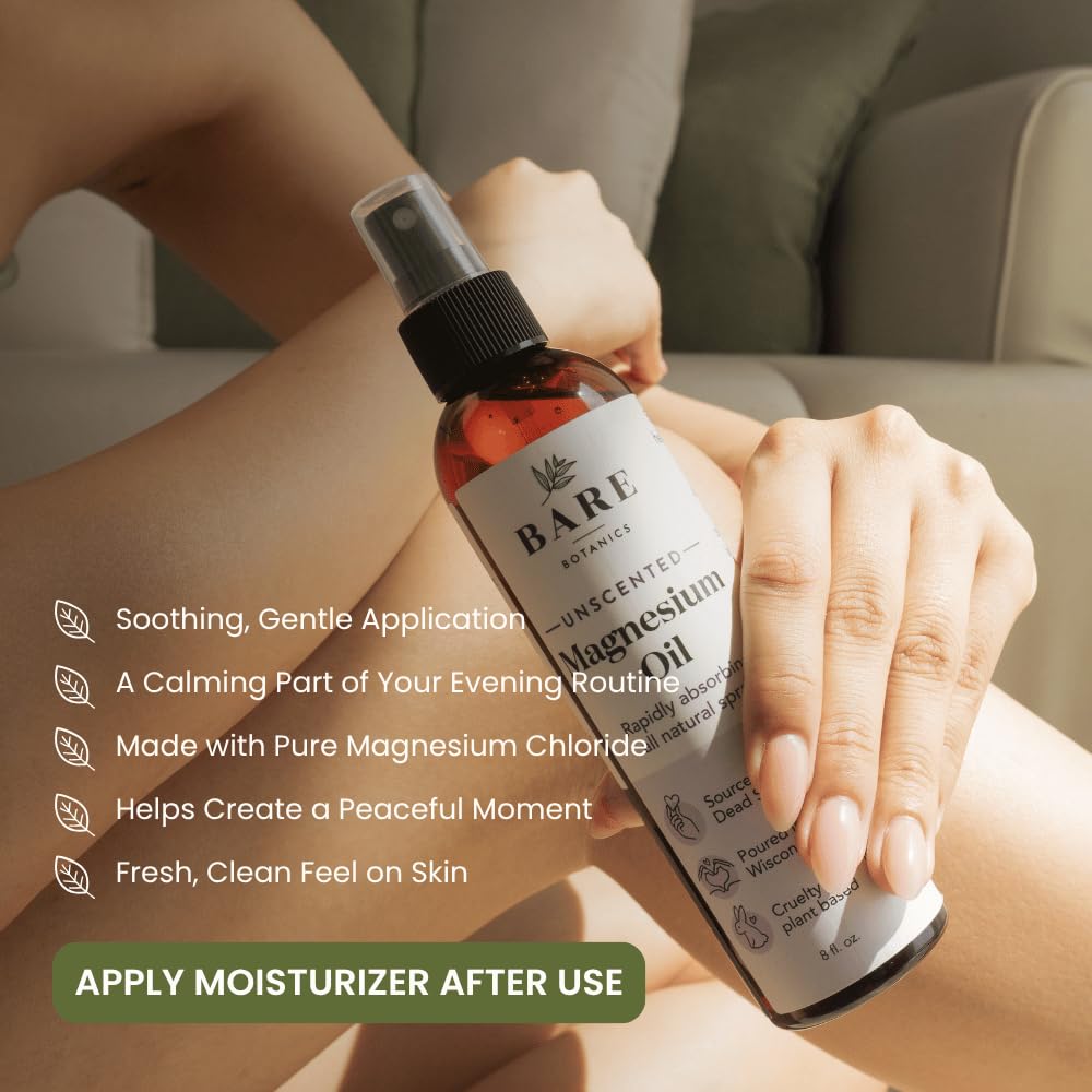 Bare Botanics Magnesium Oil Spray 4oz - Dead Sea Magnesium Chloride Mist