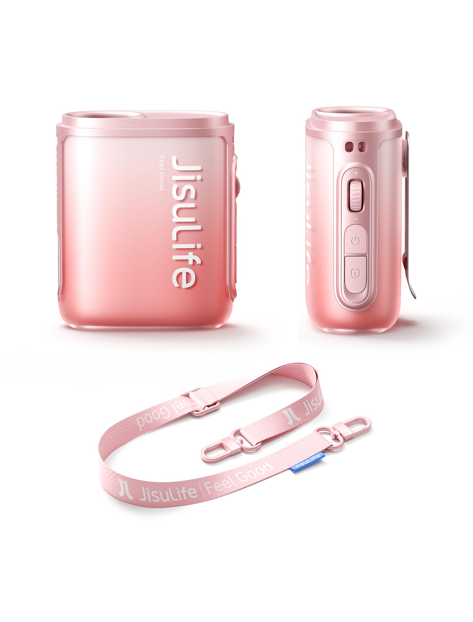 JISULIFE Portable Neck Fan 100 Speeds 40000RPM, Wearable Waist Clip on Fan | 16H Runtime, 4500mAh USB Rechargeable & LED, Personal Mini Cooling Fan, Gift for Women Outdoor/Travel/Camping/Vacation-Pink