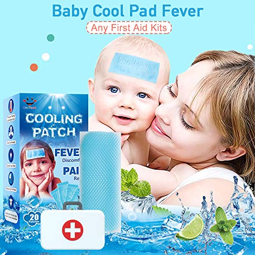 EasYeah Kid Fever Patches for Fever, Pain Relief, Pack of 20 | Cooling Relief Fever Reducer, Soothe Headache Pain, Migraine Relief, Cooling Patches for Kids & Adults
