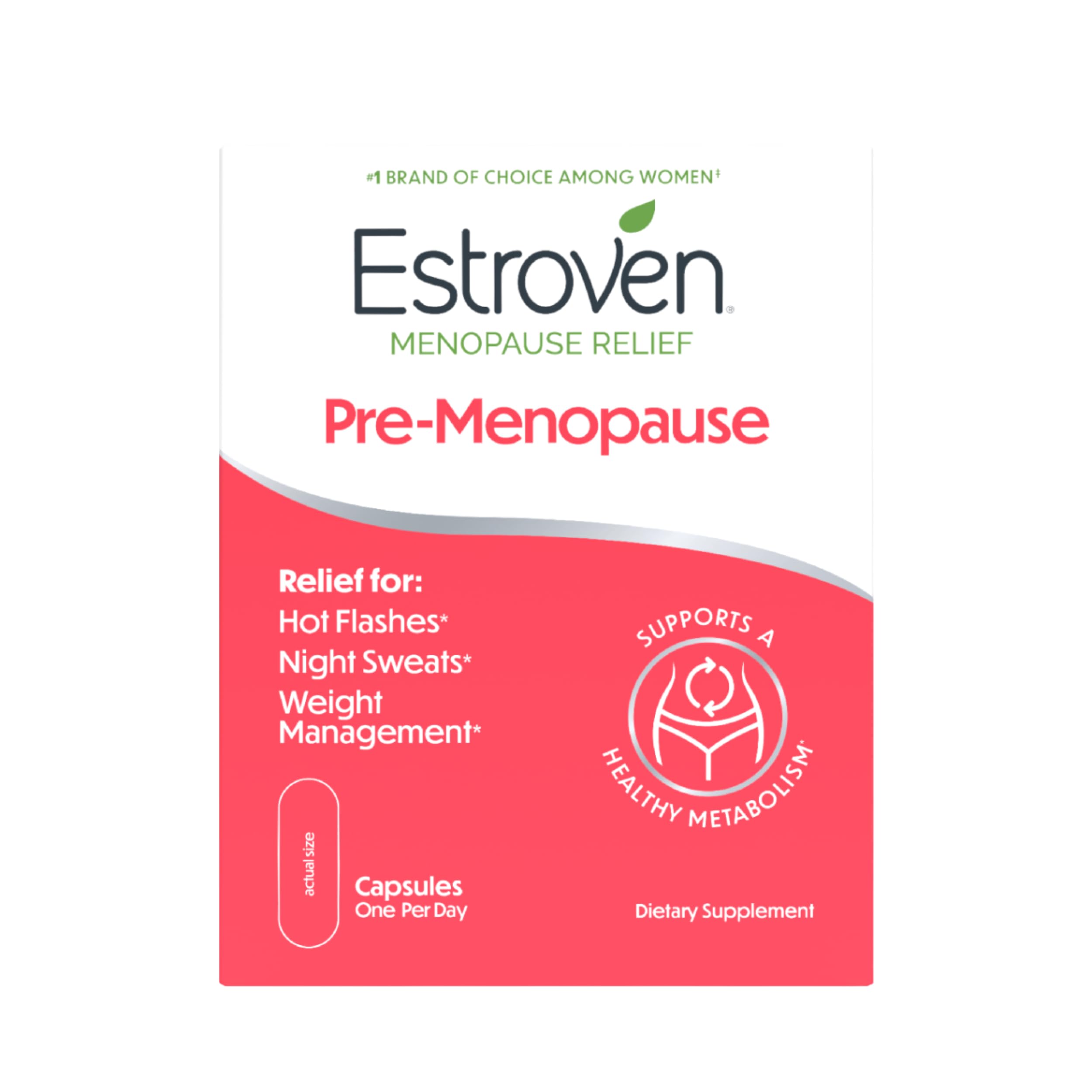 Estroven Perimenopause & Pre-Menopause Supplement for Women, 30 Count | Hormone-free Perimenopause Support for Hot Flash & Night Sweats, Weight management*, Drug-free, Black Cohosh, Cissus, 1 Daily