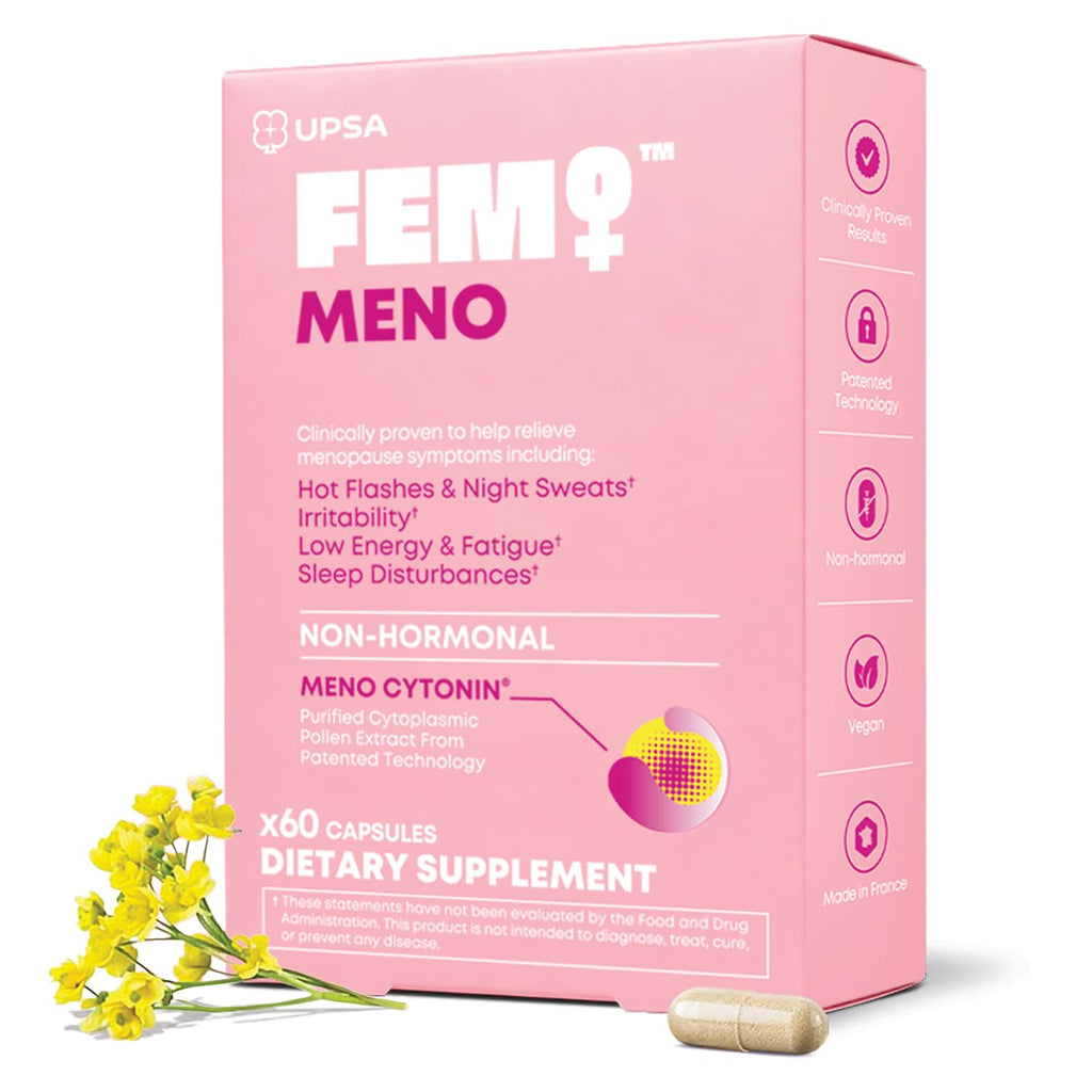 Upsa FEM Meno Menopause Supplements for Women - Non-Hormonal Menopause Relief for Hot Flashes & Night Sweats - Hormone Balance Support for Sleep, Mood & Energy - 60 Capsules (60 Count)