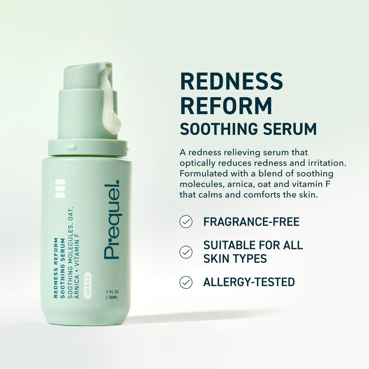 Prequel Skin Redness Corrector - Calming Face Serum, Oat Extract Sensitive