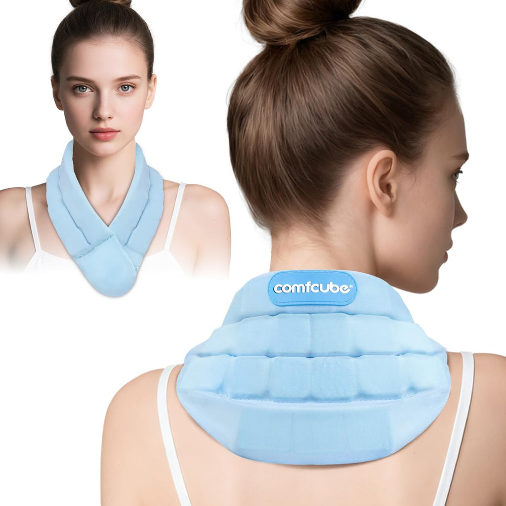 Neck Ice Pack Wrap for Cervical Pain and Cooling, 2 Hours Long Lasting Cold Ice Pack for Neck Injuries, Flexible Cold Pack for Hot Weather, Hot Flashes, Surgery, Office Pressure