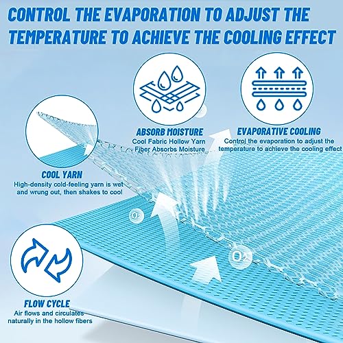 NACHLYNN 2pcs Cooling Towels for Neck and Face 40"x12" Cool Rags for Neck Instant Cooling Towel Soft Breathable Cold Cloths for Hot Weather Yoga Sports Running Fitness Workout Camping Golf