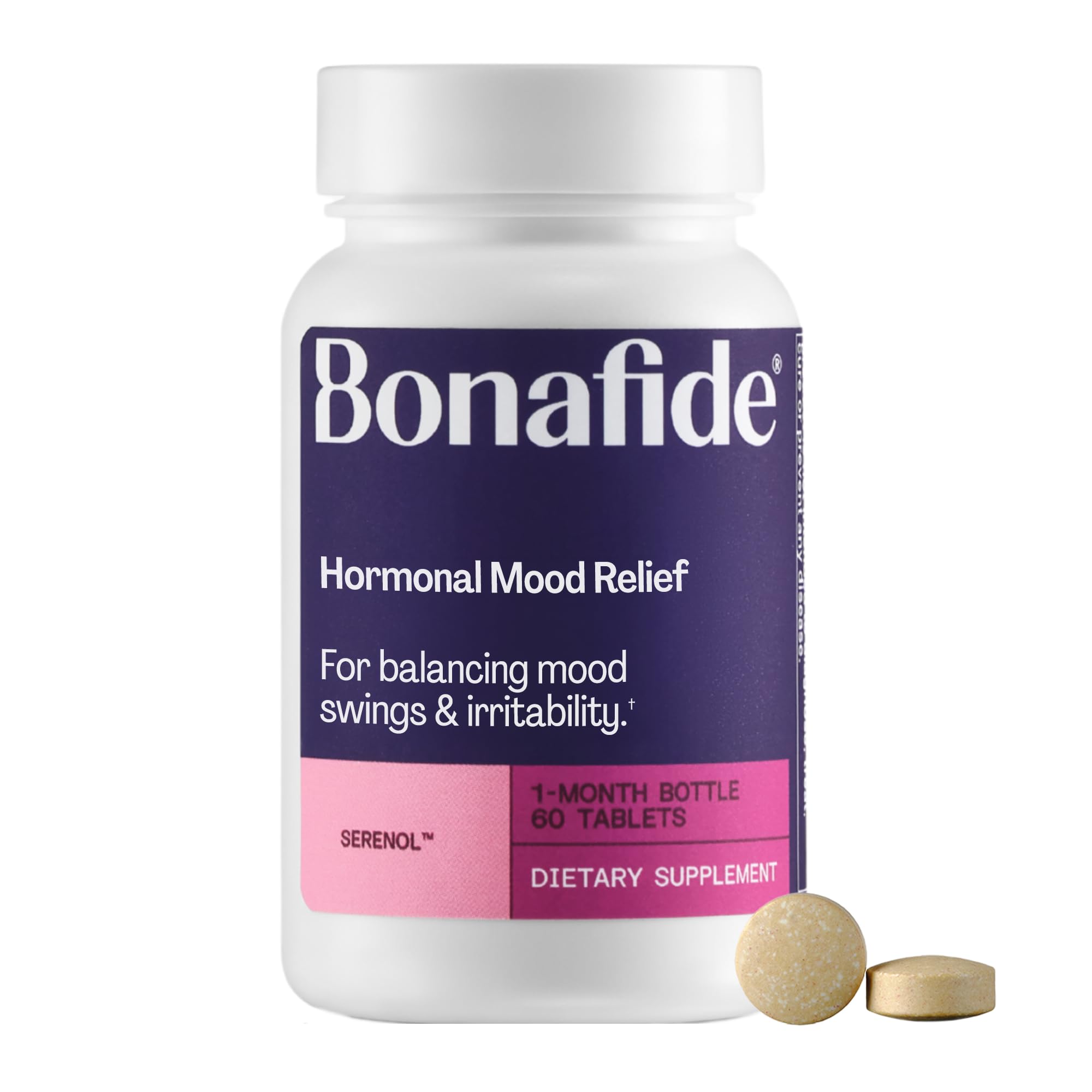 Bonafide Hormonal Mood Relief for Women Serenol – Hormone-Free, Clinically Studied – Helps Relieve Hormonal Mood Swings, Irritability & PMS Bloating – 1-Month Supply
