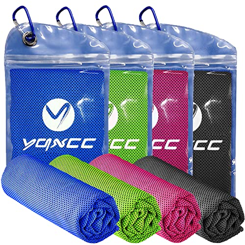 YQXCC 4 Pack Cooling Towels (47"x12"), Ice Cool Towels for Neck & Face | Soft Breathable Microfiber, Instant Cooling Neck Wraps, Ideal for Yoga, Golf, Gym, Running, Camping & Hot Weather