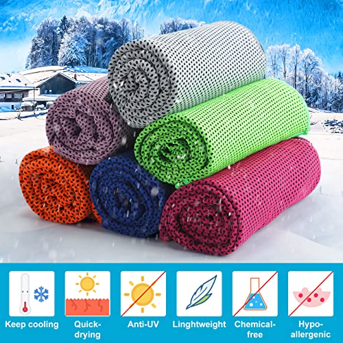Honoson 20 Packs Cooling Towel Ice Towel Microfiber Sports Towel Breathable Chilly Towel with Bag Wet Towel for Neck Men Women Stay Cool Yoga Gym Golf Workout Travel Camping Beach Accessories
