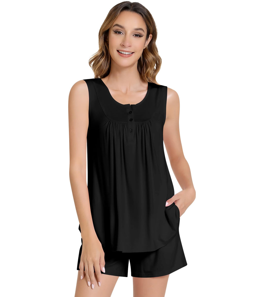 NACHILA Bamboo Viscose Tank Pajamas for Women Cooling Sleeveless Pjs