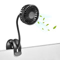 Clip On USB Mini Desk Fan with Emergency Power Bank, Battery Operated Rechargeable Portable Fan - Flexible Neck, 3 Speed Personal Cooling for Car, Camping, Office, Dorm, Beach - Black