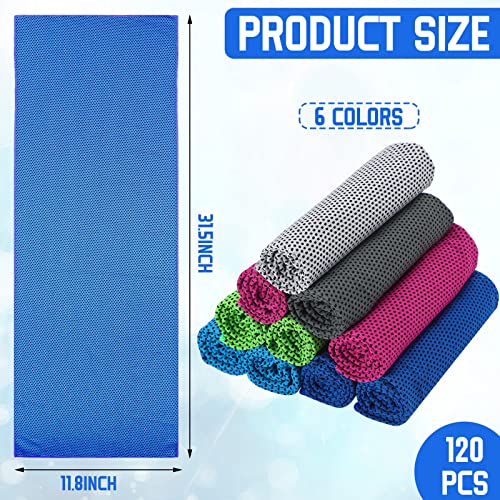 Redbaker 120 Pcs Cooling Towel Bulk for Neck and Face, Cool Cold Quick Dry Chilly Towel, Microfiber Ice Towel for Hot Weather Yoga Sports Golf Running Fitness Workout