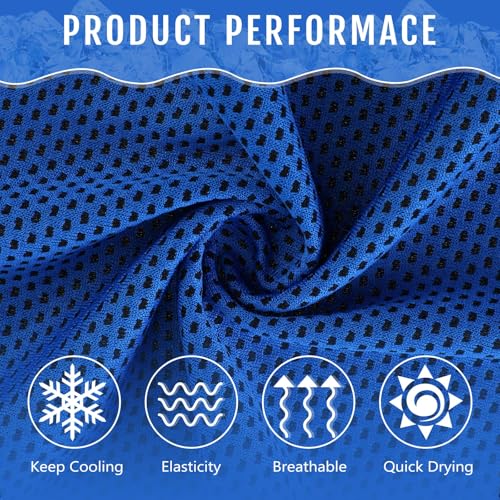 Hosuly 150 Pack Cooling Towels Bulk 40 x 12 Inch Large Chilly Breathable Sweat Sports Cold Towels Sublimation Microfiber Ice Neck Rag for Hot Weather Workout Gym Team Gift (Dark Blue,Light Blue,White)