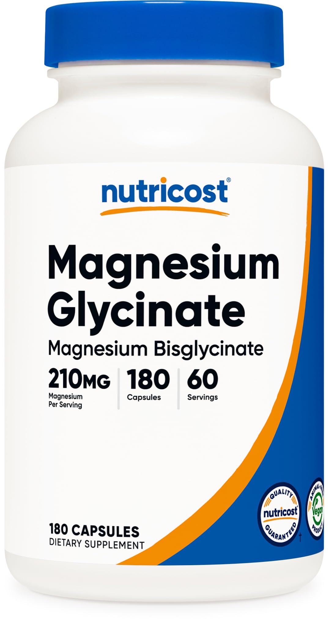 Nutricost Magnesium Glycinate Capsules, 180 Capsules, 210mg