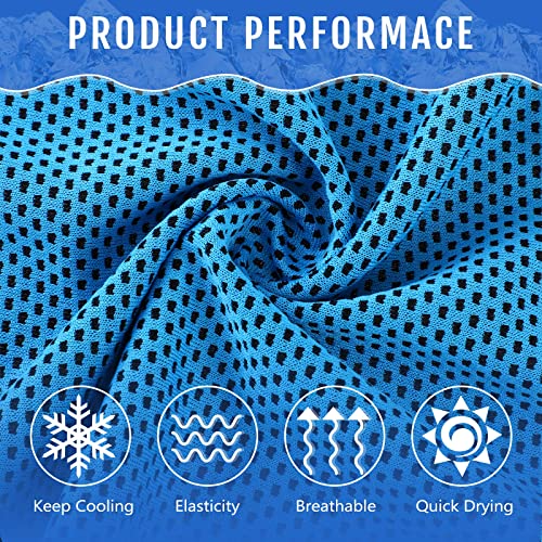 Hosuly 50 Pack Cooling Towels, 40"x12" Yoga Towels Ice Breathable Soft Chilly Sweat Rag Microfiber Workout Rags for Neck and Face for Gym Golf Sport Running(Light Blue)