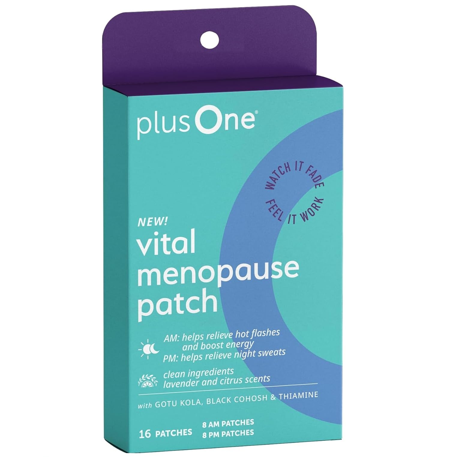 plusOne Vital Menopause Patches AM & PM, Hot Flash Night Sweat Support 16ct | Sleep support, menopause symptom support, menopause hot flash relief, promotes energy & sleep