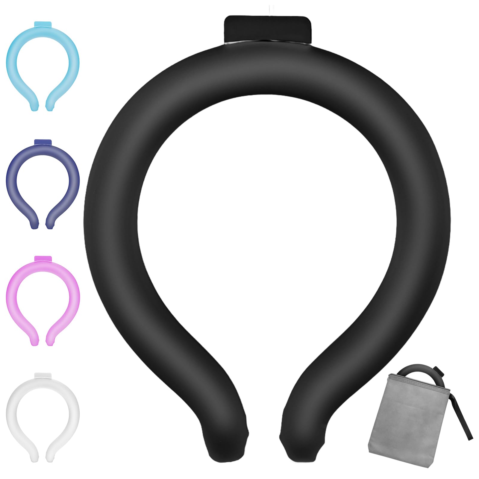 Neck Cooling Tube - Reusable Ice Neck Cooler, Wearable Cooling Neck Wrap for Personal Cooling Relief, PCM Cooling Device for Hot Flashes, Summer Heat, Outdoor Sports, Work & Travel (Black)