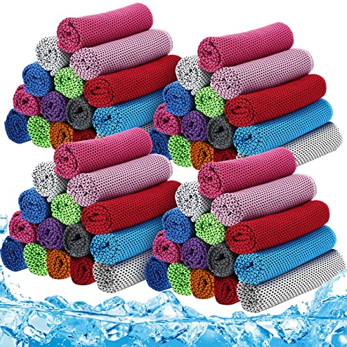 Redbaker 90 Pcs Cooling Towels Bulk for Neck Face 40"x12",Coloful | Ice Towel Cooling Rags Bulk Microfiber Quick Dry Sweat Towel for Gym Running Yoga Outdoor Sports Homeless Donations