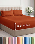 Extra Deep Pocket Queen Size Sheet Set - Breathable & Cooling - Terracotta