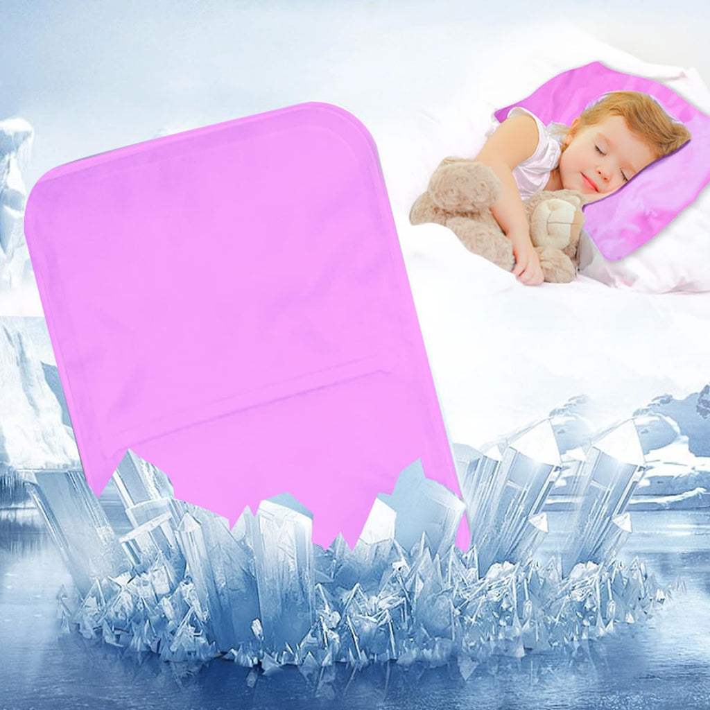 Reusable Gel Ice Pack, Pillow Cooling Pad for Night Sweats, Migraines, Fever, Hot Flashes, Injuries, Cold Compress Pillow Cooling Pad for Kids, Adults and Pets (Pink)