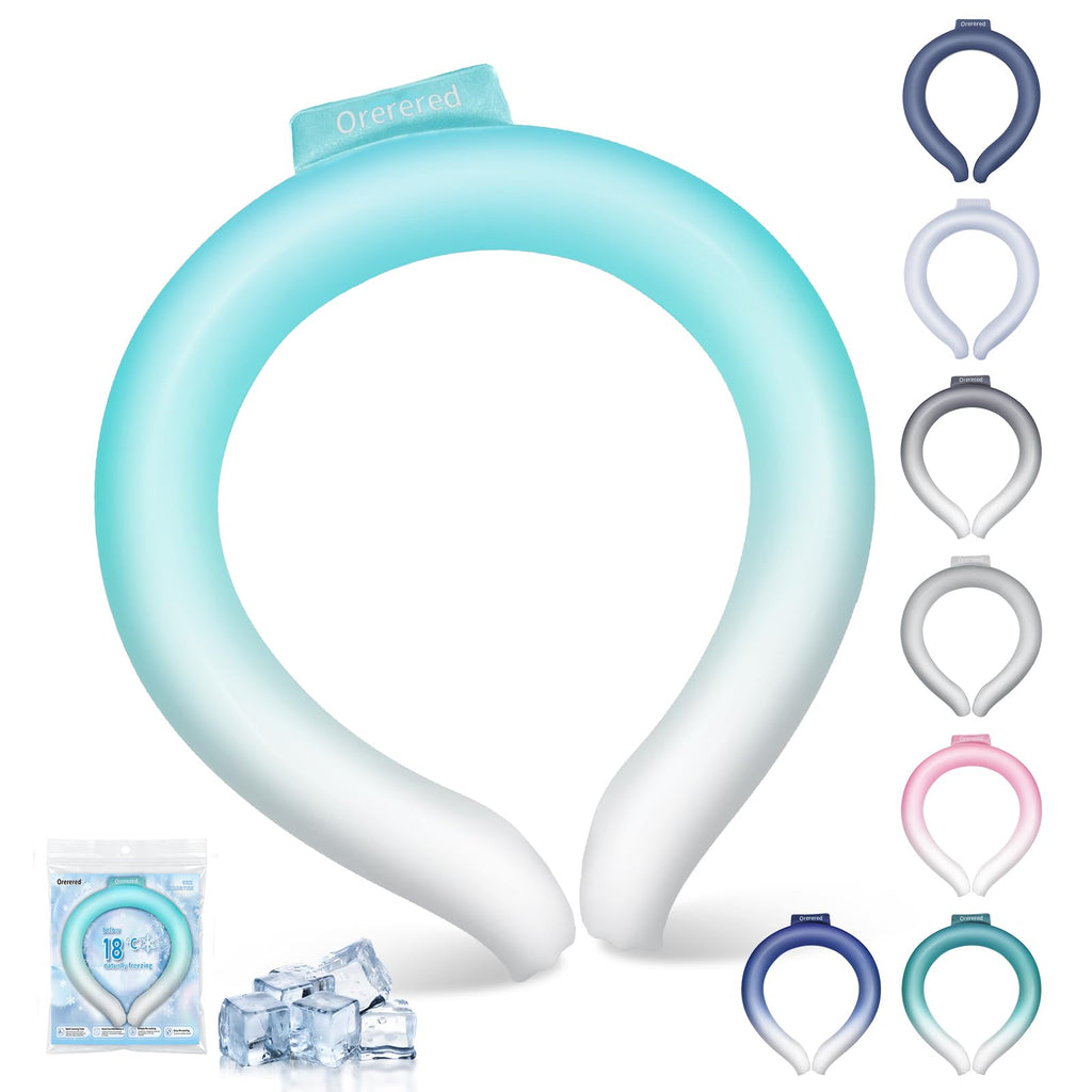 Ice Ring Neck Cooler 70% Gel Increase Neck Cooling Tube Wearable Body Cooling Products for Summer Heat Outdoor Indoor Activities Relief for Hot Flashes(Gradient Blue,L)