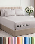 CGK Extra Deep Queen Sheet Set - 6pc Cooling Sheets - Light Grey