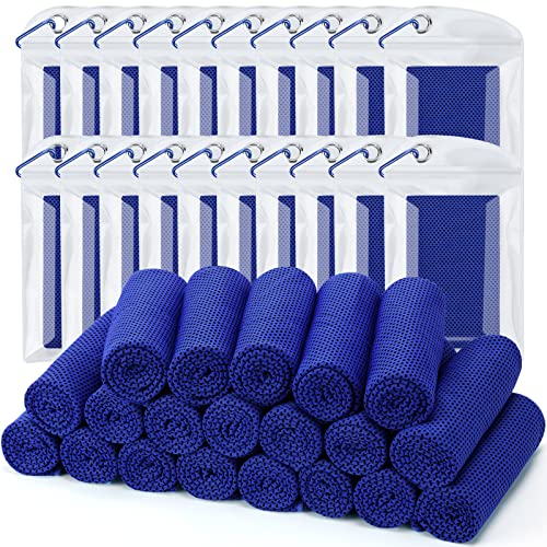 Cooling Towel (Pack of 20, 40"x12") with Pouches for Sports | For Neck and Face, Hot Weather, Workout, Fitness, Gym, Yoga, Golf, Pilates, Travel, Camping & More