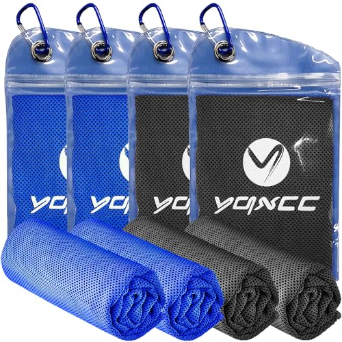 YQXCC 4 Pack Cooling Towels 40"x12", Cold Cool for Neck & Face | Cooling Neck Wraps, Soft Breathable Microfiber Chilly Towels, Ideal for Gym, Yoga, Golf, Running, Camping & Hot Weather