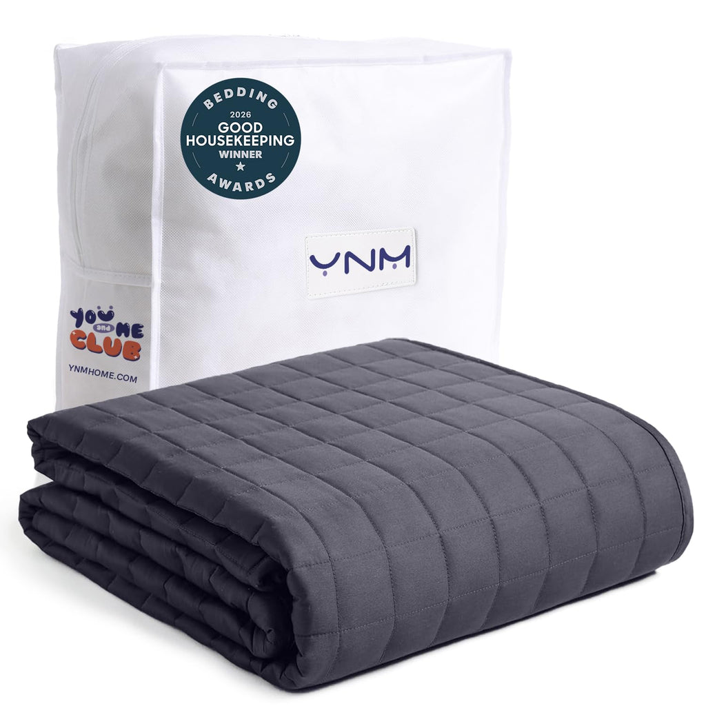 YnM 15lbs Weighted Blanket for Adults, 48x72 Inches, Dark Grey