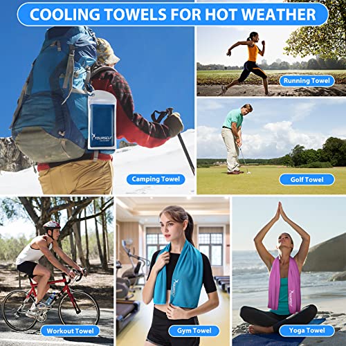 SYOURSELF Cooling Towel for Instant Relief Cool Bowling Fitness Yoga Towel-40 x12 Use as Cooling Neck Headband Bandana Scarf,Stay Cool for Travel Camping Golf Football &Outdoor Sport(Dark Blue)