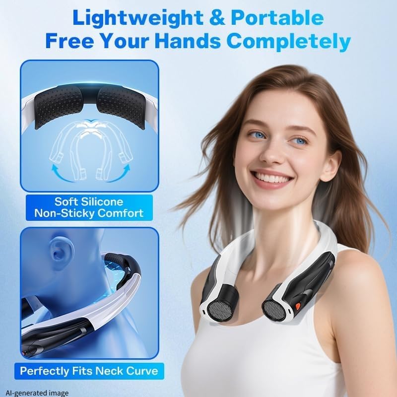 Max 21 mph Powerful Cooling Airflow Neck Fan: 6-Speed 6000mAh 8-20H Runtime | 360° Airflow Coverage for Full Neck & Face Cooling - Hands-Free Wearable Fan for Outdoor Travel Hiking Hot Flashes -Black