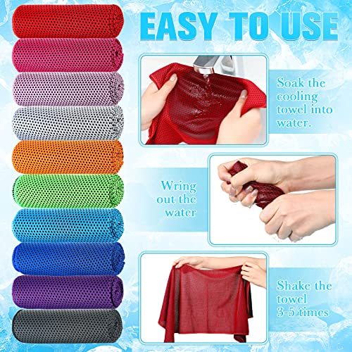 Maitys 80 Pcs Cooling Towel Bulk 32 x 12 Inch Microfiber Ice Towel Cold Soft Breathable Sport Towels for Neck and Face Chilly Sweat Towels for Hot Weather Athletes Gym Yoga Workout (Multicolor)