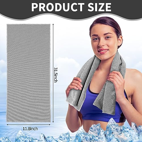 Honoson 10 Pcs Cooling Towel Bulk - Neck & Face Cool Chilly Towels Microfiber Breathable Sport Sweat Rag for Gym, Yoga, Travel, Camping, Running, Outdoor (Grey)
