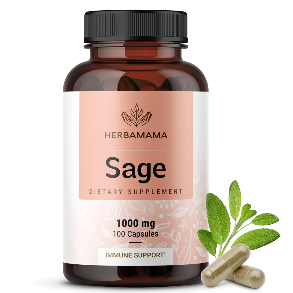 HERBAMAMA Sage Leaves Capsules - Digestive & Brain Support