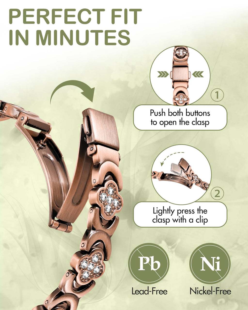 Feraco Pure Copper Bracelets for Women, Ultra Strength Magnetic Bracelet