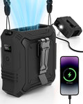 TUNISE Portable Fan with 5-Speed Settings, Dual-Sided Clip on Wearable Belt Waist Fan for 8000mAh, 2 Settings including Flashlight,Travel Essential for Outdoor Camping as Power Bank