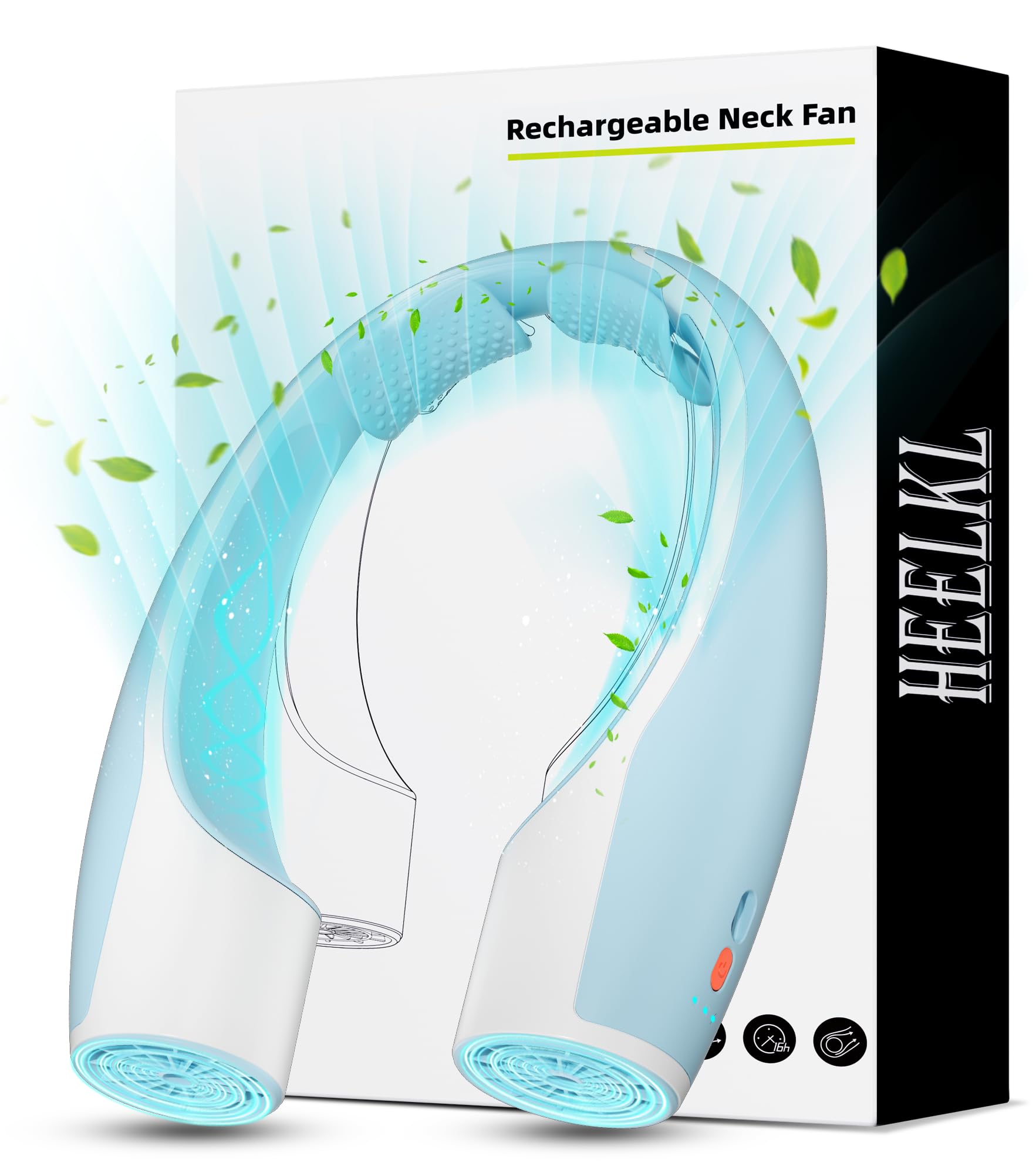 Heelkl AI Neck Fan, 4 Speeds Adjustable Portable Personal Fan Rechargeable, 4000 mAh Battery Faster Cooling Wearable Fan, Ultra Quiet for Home, Office, Travel, Outdoor